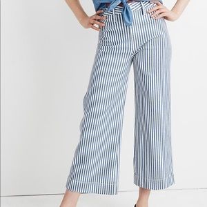 Madewell Emmett Wide Leg Crop in Railroad Stripe
